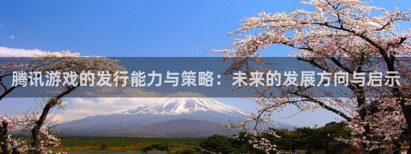 db电竞官网平台代理开号流程：腾讯游戏的发行能力与策略：未来的发展方向与启示